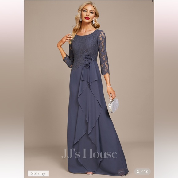 JJs House | Dresses | Aline Scoop Floorlength Chiffon Lace Evening ...